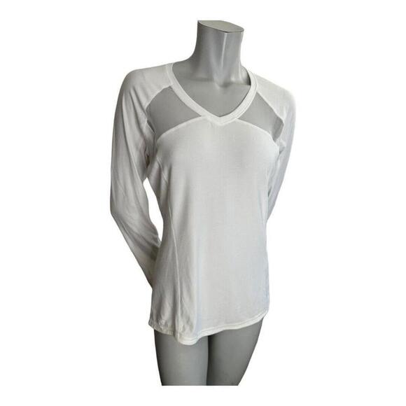 lululemon athletica Tops - Lululemon Pace Pusher White Heathered White Luon Mesh Long Sleeve Top Size 10